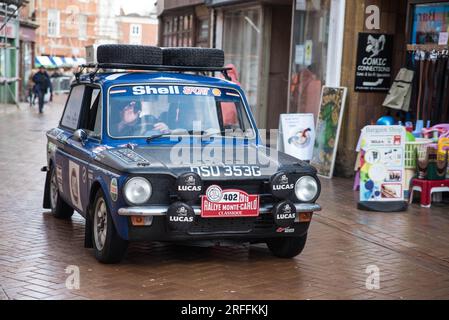 Ein Hillman-Imp, der am Monte Carlo Rallye Historique teilnimmt Stockfoto