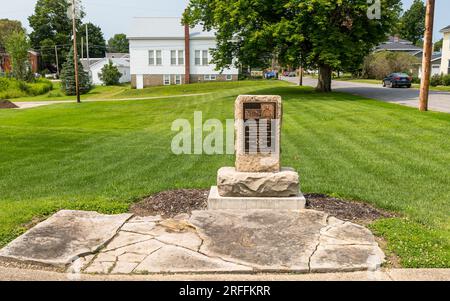 Ein historischer Meilenstein für die Kindheit von Colonel Strong Vincent in Waterford, Pennsylvania, USA, der bei der Schlacht von Gettysburg getötet wurde Stockfoto