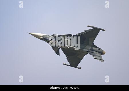 SAAB JAS 39E Gripen während der Ausstellung bei der Royal International Air Tattoo 2023 Stockfoto