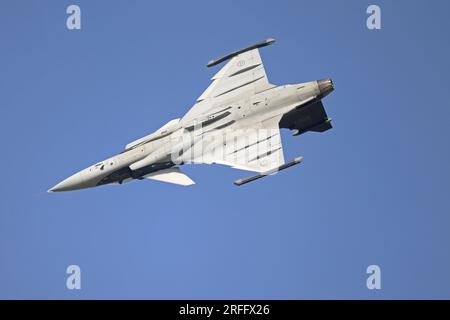 SAAB JAS 39E Gripen während der Ausstellung bei der Royal International Air Tattoo 2023 Stockfoto