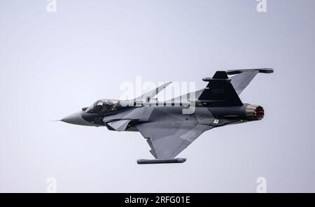 SAAB JAS 39E Gripen während der Ausstellung bei der Royal International Air Tattoo 2023 Stockfoto