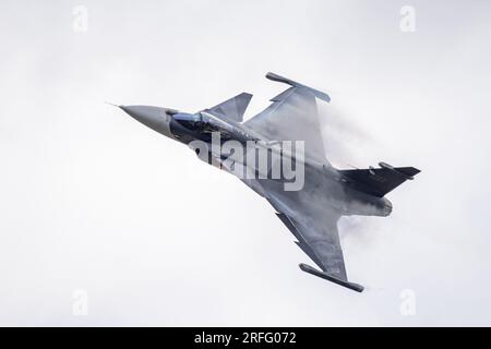 SAAB JAS 39E Gripen während der Ausstellung bei der Royal International Air Tattoo 2023 Stockfoto