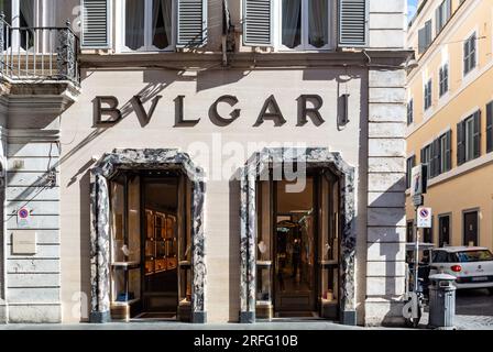 Rom, Latium, Italien, der Bvlgari-Laden in der Via Condotti in Rom. Nur Editorial. Stockfoto