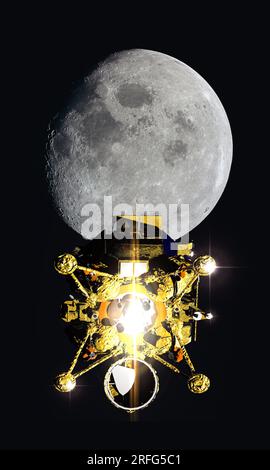 Luna 25 Lander russische Mondforschung Programm 3D Rendern. Elemente dieses Bildes, bereitgestellt von der NASA. Stockfoto