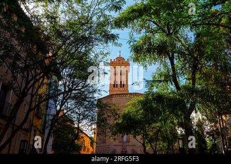 Kirche Santa María Magdalena, erbaut im 14. Jahrhundert im Mudéjar-Stil, an der plaza de la Magdalena, Saragossa, Spanien. Stockfoto