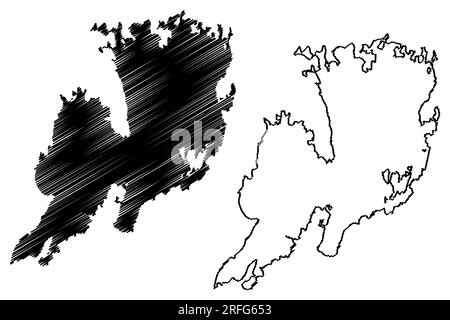 Lake Vanern (Königreich Schweden) Karte Vektorgrafik, Skizze Vänern Karte Stock Vektor