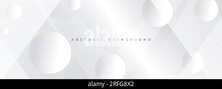 Weißer abstrakter geometrischer 3D-Hintergrund mit kreisförmigen Formen. Modernes abstraktes Bannerdesign in Silber. Vektordarstellung Stock Vektor