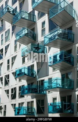 Die Eisberghäuser, Aarhus docklands, Dänemark. Stockfoto