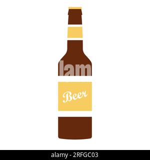 Flache Vektor-Bierflasche isoliert auf weißem Hintergrund Stock Vektor