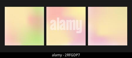 Eine Reihe von Verläufen in Pastellfarben. Eine Reihe von farbenfrohen Hintergründen für Cover, Banner, soziale Netzwerke, Websites, Anwendungen. Kreatives Design für einen Stock Vektor