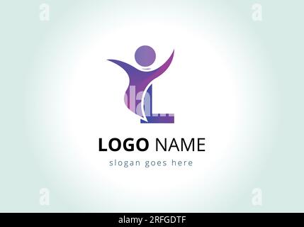 Buchstabe L mit abstrakter Design-Vektorvorlage für das People Logo. Stock Vektor
