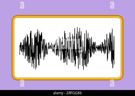 Symbol für flaches Zeichnen stilisierter Schallwellen. Audio-Player. Audio-Equalizer-Technologie, Pulsmusik. Musik-Audiofrequenz, Signalform der Sprachleitung. Stockfoto
