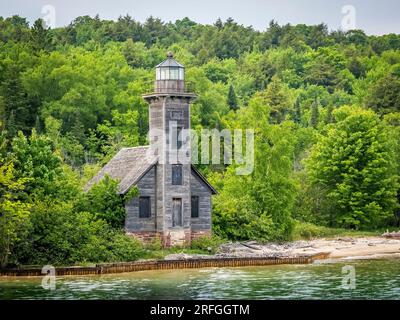 Das Grand Island East Channel Lighthouse am Lake Superior in Munising Michigan, USA Stockfoto