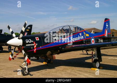 72. Geschwader, kurzer Tucano in speziellem Lackierschema. 72. Geschwader der Royal Air Force, Trainingsgeschwader der RAF Linton-on-Ouse. Jubiläumslackierung Stockfoto