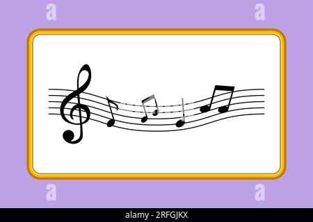 Grafisches Flachdesign Zeichnung abstrakter Hintergrundmusik, Notizen Vektordarstellung. Umreißen Sie den Ton. Kritzelhandgezeichnetes Kritzelskizze m Stockfoto