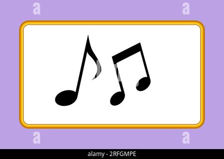 Flache Zeichnungsnotiz für Orchesterauftritte. Musiksymbol in flachem minimalistischem Stil. Trendige abstrakte klassische Wellenmelodie. Outline sk Stockfoto