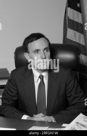 Rudy Giuliani, US-Staatsanwalt für den Southern District of New York, in seinem Büro im Jahr 1984. Rudolph William Louis Giuliani ist ein amerikanischer Politiker und Anwalt, der von 1994 bis 2001 107. Bürgermeister von New York City war. Zuvor war er von 1981 bis 1983 stellvertretender Generalstaatsanwalt der Vereinigten Staaten und von 1983 bis 1989 Staatsanwalt der Vereinigten Staaten für den Southern District von New York. Foto von Bernard Gotfryd Stockfoto