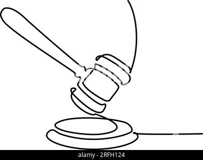 Gerichtsrichtergabel. Durchgehende einzeilige Zeichnung. Stock Vektor