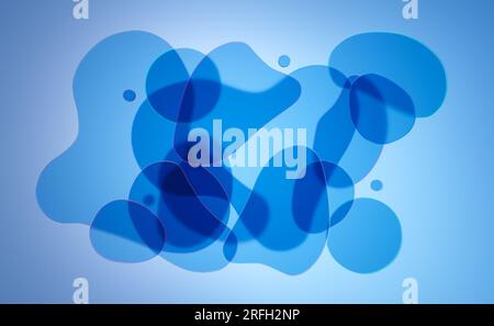 Abstrakte 3D-Hintergrundtapete mit geschwungenen Glasformen mit bunten, schillernden Neonrändern Stockfoto