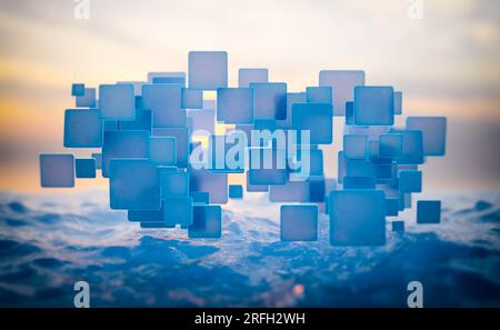 Abstrakter Hintergrund, Technologiekonzept, 3D-Rendering Stockfoto