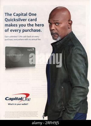 Werbespot im Magazin im Juli/August 2023, USA Stockfoto