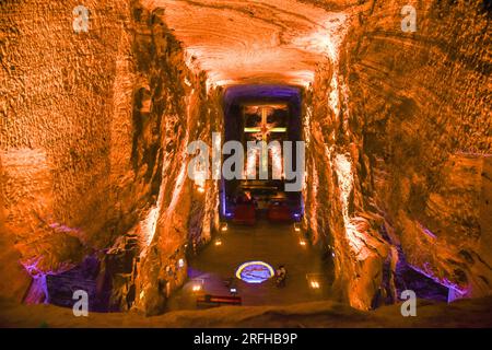 Kolumbien 03-08-2023-La Catedral de la Sal es un recinto construido en el interior de las minas de Sal de Zipaquirá, en el dep Stockfoto