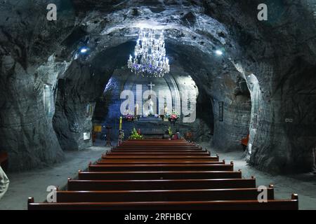 Kolumbien 03-08-2023-La Catedral de la Sal es un recinto construido en el interior de las minas de Sal de Zipaquirá, en el dep Stockfoto