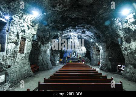 Kolumbien 03-08-2023-La Catedral de la Sal es un recinto construido en el interior de las minas de Sal de Zipaquirá, en el dep Stockfoto