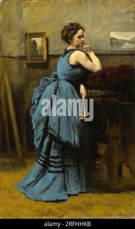 Lady in Blau 1874 von Jean-Baptiste Camille Corot Stockfoto