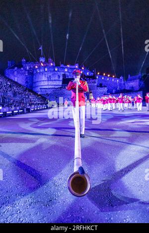 Edinburgh, Vereinigtes Königreich. 03. August 2023, Auf Dem Foto: Swiss Armed Forces Central Band. Die Royal Edinburgh Militärparade 2023 findet an der Esplanade von Edinburgh Castle statt, mit dem Thema Geschichten. Kredit: Rich Dyson/Alamy Live News Stockfoto