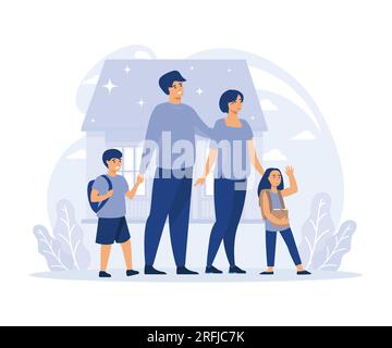 Familiäre und soziale Themen Konzept, familiäre Beziehung, Hilfe für Kinder, Familienproblem, flacher Vektor moderne Illustration Stock Vektor