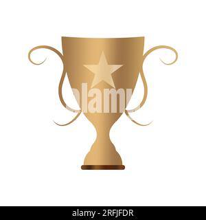 Trophäensymbol. Goldener Pokal mit Stern auf weißem Hintergrund. Vektordarstellung Stock Vektor