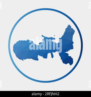 Elba-Symbol. Polygonale Karte der Insel im Gradientenring. Rundes, tiefes Poly-Elba-Schild. Vektordarstellung. Stock Vektor