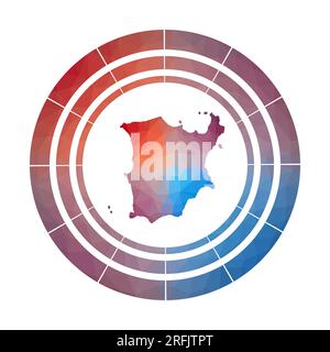 Ko Samui-Marke. Helles, verlaufendes Logo der Insel in niedriger Poly-Form. Mehrfarbiges abgerundetes Ko Samui-Schild mit Karte im geometrischen Stil für Ihre Infografiken Stock Vektor