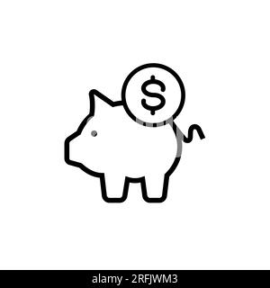 Sparschwein, Dollarmünzgeschäft Ikone. Vektorgrafik des Sparkontosymbols bei SparSparSparkonten Stock Vektor