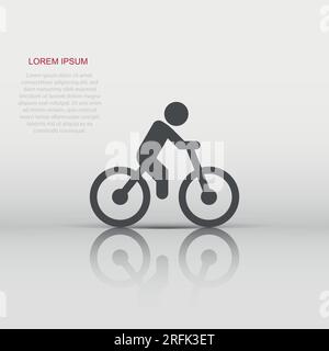 Fahrrad-Ikone in flachem Stil. Fahrrad mit Menschen Vektor-Illustration auf weißem isolierten Hintergrund. Das Geschäftskonzept des Fahrers. Stock Vektor