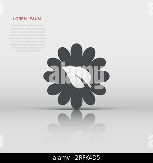 Blatt- und Kamillenikone in flachem Stil. Blume mit Pflanzen-Vektor-Illustration auf weißem isolierten Hintergrund. Eco Power Zeichen Geschäftskonzept. Stock Vektor