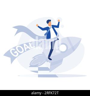 Geschäftskonzept, Ziel und Erfolg. Die Zielbogenschießen werden zu einer erfolgreichen, flachen, modernen Illustration Stock Vektor