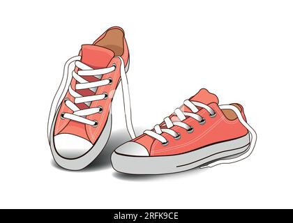 Weiche pinkfarbene Sneaker auf weißem Hintergrund. Vektordarstellung Stock Vektor