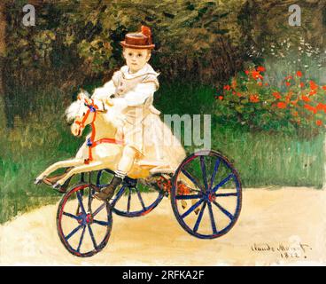 Jean Monet auf seinem Hobby Horse von Claude Monet, hochauflösendes berühmtes Gemälde. Original aus dem MET. Stockfoto