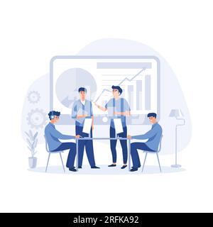 Teamwork-Konzept, Gruppe von Geschäftsleuten, die ein Meeting abhalten, flache, moderne Illustration Stock Vektor