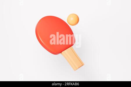 Cartoon-Tischtennis im weißen Hintergrund, 3D-Rendering. Digitale Zeichnung. Stockfoto