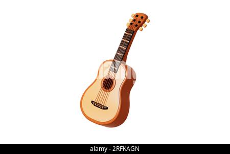 Cartoon-Gitarrenmodell, 3D-Rendering. Digitale Zeichnung. Stockfoto