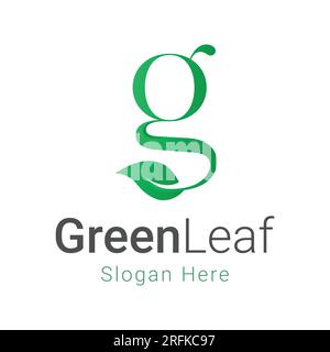 Anfangsbuchstabe g mit grünem Blattlogo Logo mit grünem Blattlogo Stock Vektor