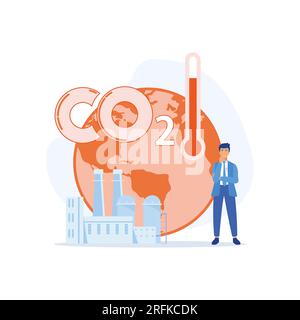 Kreislaufwirtschaft, nachhaltiges Wirtschaftswachstum, grüne Energie und Verringerung der CO2-Emissionen und der Klimaauswirkungen, flache, moderne Illustration Stock Vektor