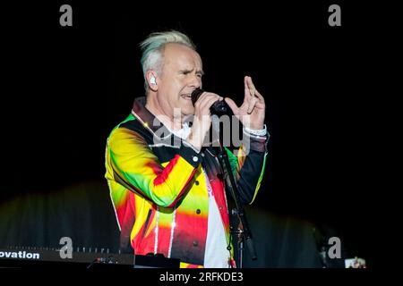 Toronto, Kanada. 01. Aug. 2023. Der britische Musiker, Sänger und Songwriter Howard Jones tritt auf der Budweiser-Bühne auf. Kredit: SOPA Images Limited/Alamy Live News Stockfoto