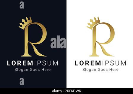 Erster Luxusbrief R mit Crown Logo Design Royal R Logo Stock Vektor