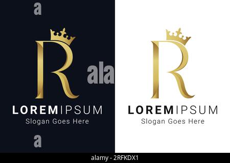 Erster Luxusbrief R mit Crown Logo Design Royal R Logo Stock Vektor