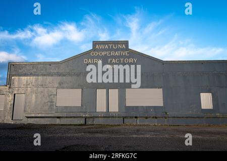 Awatuna Co-operative Dairy Factory, Taranaki, North Island, Neuseeland Stockfoto