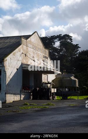 Alte Milchfabrik, Taranaki, Nordinsel, Neuseeland Stockfoto